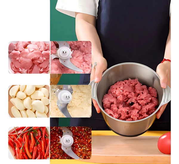 Multiprocessador elétrico p/ Carne e Legumes Prata - 3 Litros