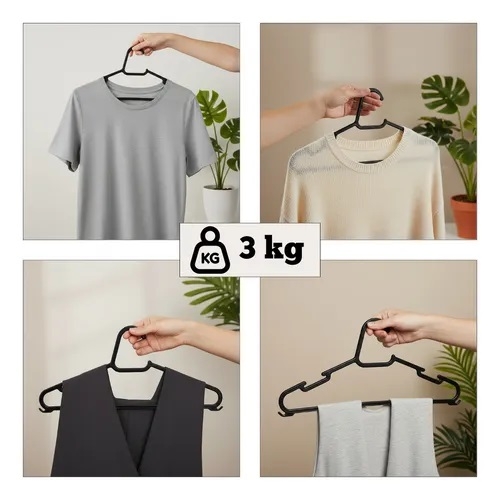 Cabide Adulto Roupa Reforçado Preto Kit 50 Unidades Atacado Organizador Ô Dcasa