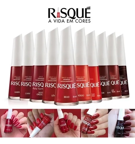 Kit 10 Esmaltes Risque Vermelhos Clássicos Mais Vendidos Ve... image 1