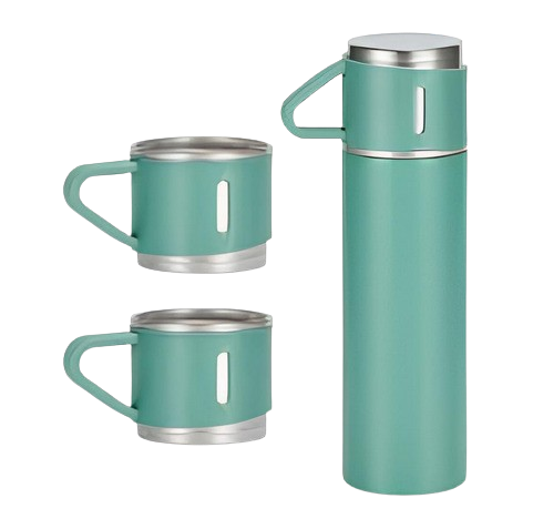 Jogo de Garrafa Térmica 500ML + 3 Xícaras Aço Inoxidável... image 1