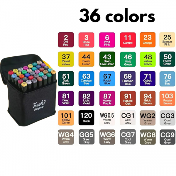 Conjunto de Canetas Coloridas Ponta Dupla 36 Peças c/ Estoj... image 1