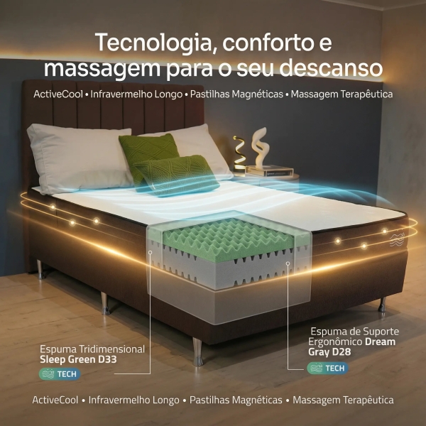 Colchão Magnético Massageador Dream Life Solteiro a Vácuo