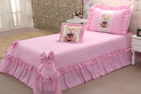 Cobre Leito Nuvem Rosa Solteiro 03 Peças image 1