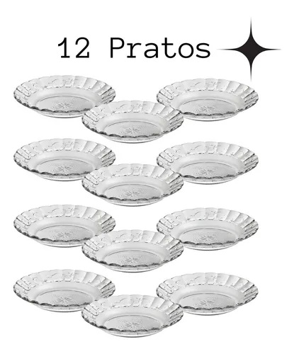 Jogo De Pratos Fundos Egípcio 12 Peças Estrela Transparente Transparente