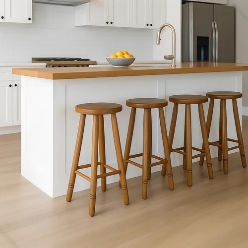 Banqueta Alta Madeira Mesas Brasil 70cm Bar Cozinha Cor Natural