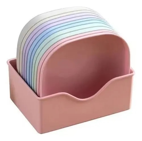 Kit 10 Pratos Quadrado Fibra Bambu Ecológico Com Base Kehom... image 1