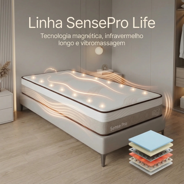 Colchão Magnético Massageador SensePro Life Solteiro a Vácuo