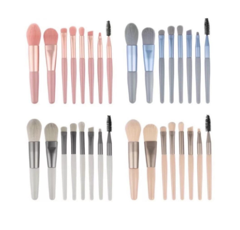 Kit com 8 Pincéis Pequenos Para Maquiagem Cores Sortidas - ... image 1