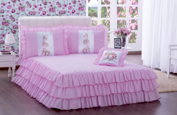 Kit Colcha Com Babado Sofia Casal 04 Peças image 1