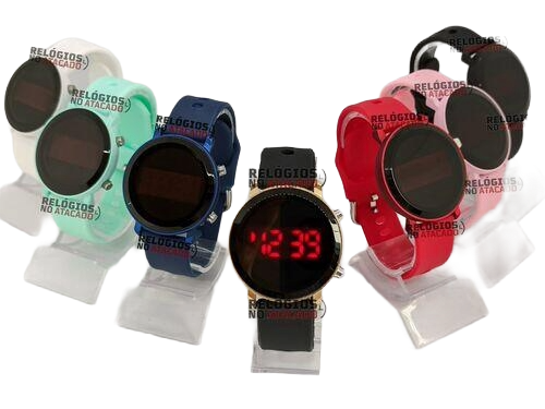 Kit de 10 Peças Relógios a prova dagua de Led redondo puls...