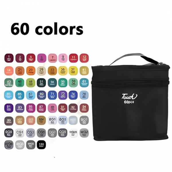 Conjunto de Canetas Coloridas Ponta Dupla 60 Peças c/ Estoj... image 1