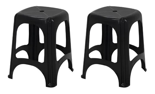 Kit 2 Bancos De Plástico Tramontina Banquetas Niterói Pret... image 1