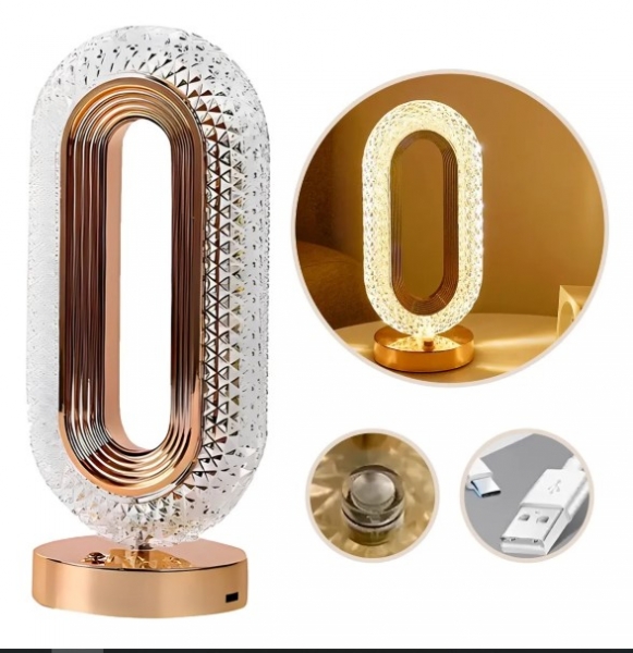 Luminária Abajur Cristal Led Touch Recarregável USB image 1