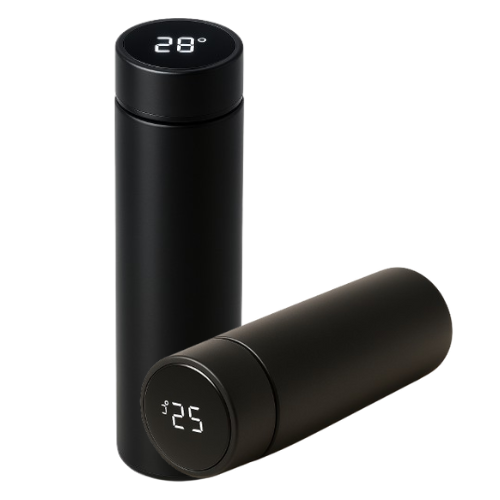 Garrafa Térmica com LED e Termômetro (500ml) - Preto image 1