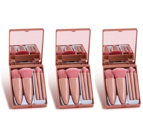 Kit c/3 Un - Estojo Portátil com 5 Pincéis de Maquiagem c/... image 1