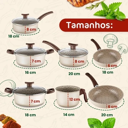 Jogo De Panelas Antiaderente 10 Peças Prime Alumínio Teflon