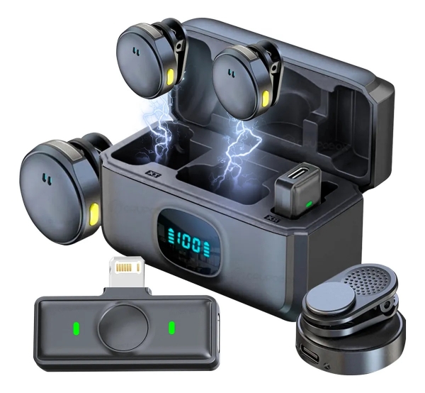 Microfone Lapela Duplo Sem Fio Magnético Anti Ruído - ON-2... image 1