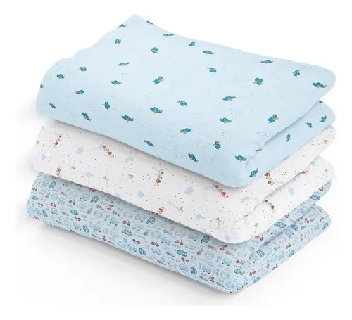Kit 3 Cueiros Bebê Manta Estampado E Flanelado 80cm X 50cm ... image 1