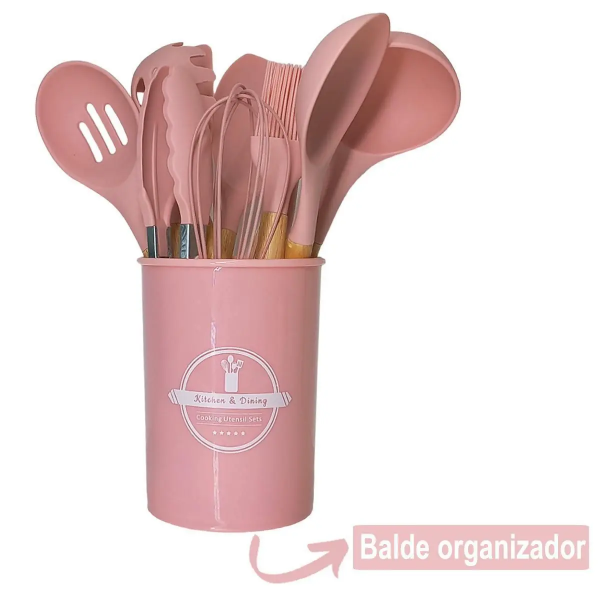Conjunto de Utensílios de Cozinha 12Pçs - Silicone e Cabo ... image 1