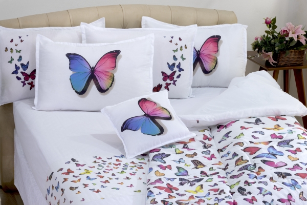 Jogo de Cama Lençol Borboletas Percal 180 Fios Queen Size 0... image 1