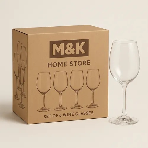 Jogo 6 Taças de Vidro para Vinho Tinto 380ml Moderna Klass M&K Home